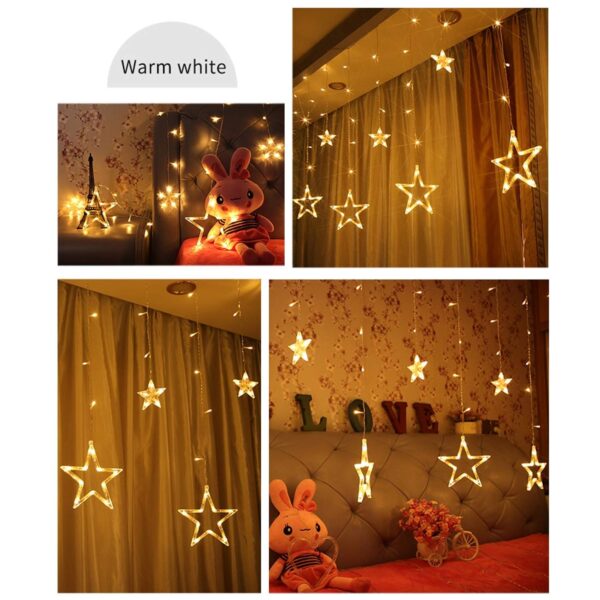 12 STARS CURTAIN STRING LIGHTS, WINDOW CURTAIN LIGHTS WITH 8 FLASHING MODES DECORATION FOR FESTIVALS - Image 10