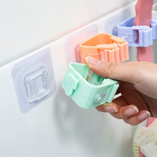 Broom Holder Wall Mounted, Mop and Broom Holder Broom Organizer Grip Clips, No Drilling, Wall Mounted Storage Rack Storage & Organization for Kitchen, Bathroom, Garden (1 Pc) - Image 8