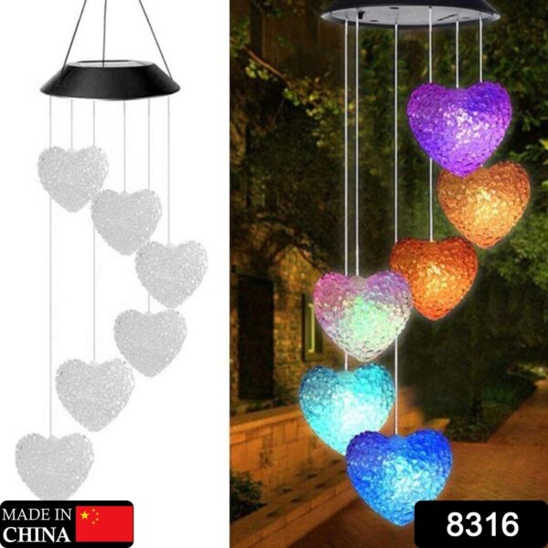 Solar Powered Wind Chimes with Lights: Outdoor Garden Decor (6 LED) - Image 2