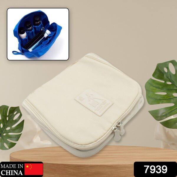 Travel Wash Bag Multi-Functional Waterproof Cosmetic Storage Bag Handheld Foldable Hook Cosmetic Bag with Zipper Closure Handbag Portable Classification Bags (1Pc) - Image 2