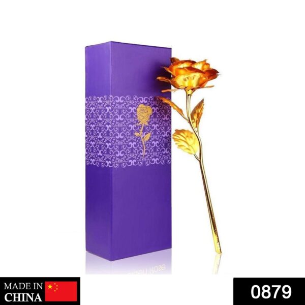 24K Artificial Golden Rose / Gold Red Rose with Gift Box (10 inches) - Image 2