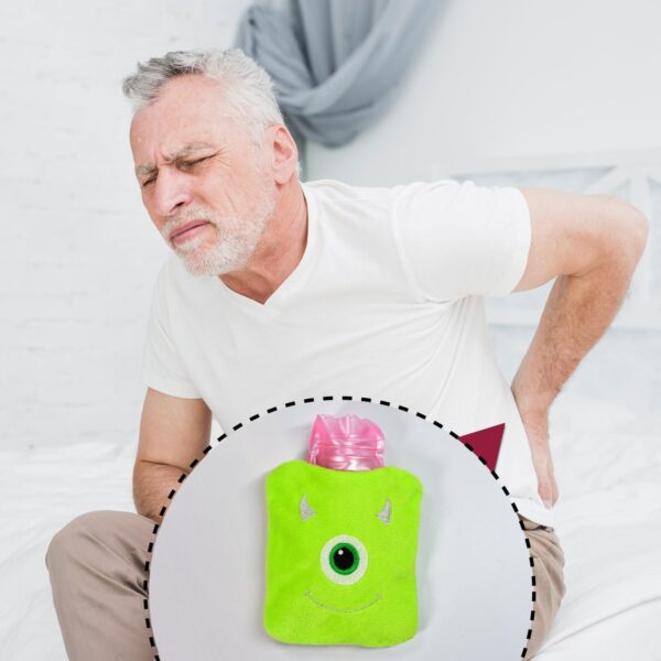 Green One-Eyed Monster Print Small Hot Water Bag with Cover for Pain Relief - Image 5