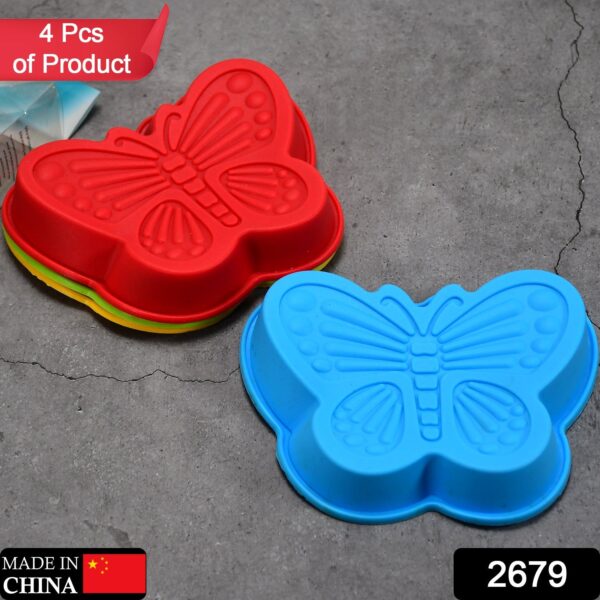Butterfly Shape Cake Cup Liners I Silicone Baking Cups I Muffin Cupcake Cases I Microwave or Oven Tray Safe I Molds for Handmade Soap, Biscuit, Chocolate, Muffins, Jelly – Pack of 4 - Image 2
