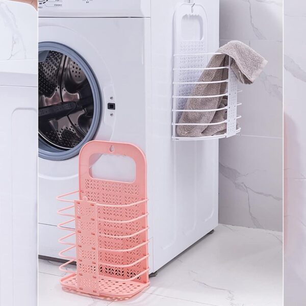 Wall Hanging Laundry Basket Clothes Hanger Dirty Hamper Clothes Storage Hook Clothes Rails for Laundry Washing Machine Bathroom Kids Dirty Clothes Storage Hanger (1 Pc) - Image 9