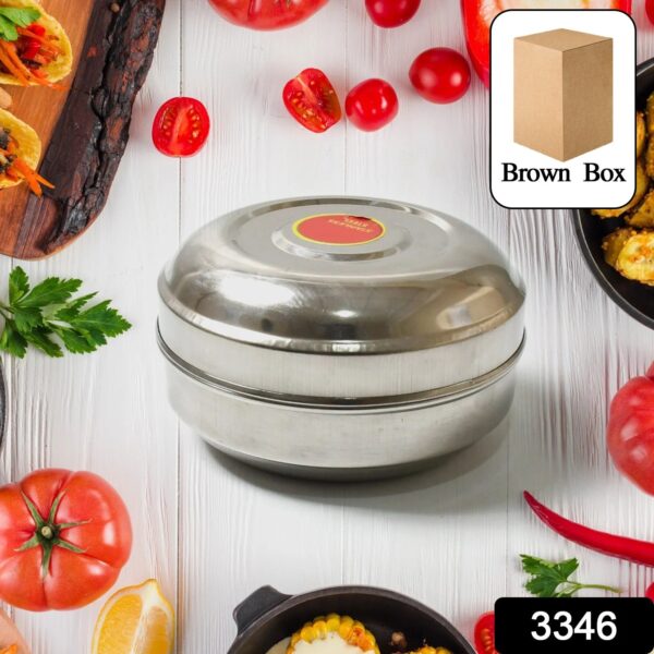 Multi-Purpose Stainless Steel Round Shape Tiffin Box - Small Gift For Baby Girl And Baby Boy For Office, School / Tuition / Picnic (big) - Image 2