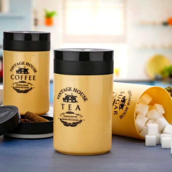 Accurate Seal Tea Sugar Coffee Container - 3 Pcs Plastic Damru Shaped Tea, Coffee, Sugar Canisters Jar, New Airtight Food Seal Containers for Salt, Dry Fruit, Grocery Multicolor (3 Pcs Set) - Image 6