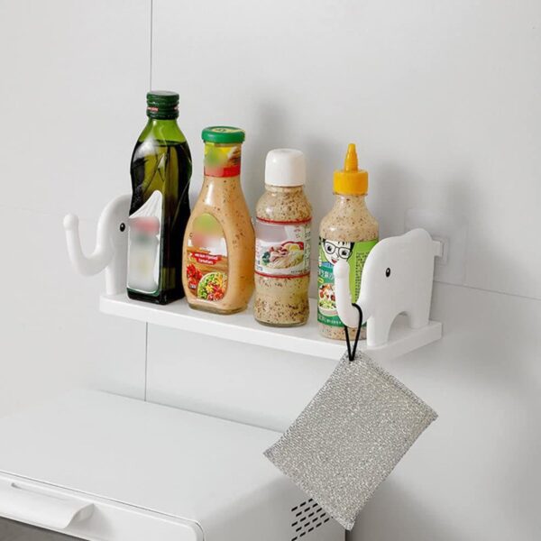 MULTIFUNCTIONAL  ELEPHANT SHAPED STORAGE SHELF, NO PUNCHING WALL MOUNTED MINI STORAGE RACK, CREATIVE CUTE ELEPHANT SHELF ORGANIZER FOR KITCHEN BATHROOM BEDROOM STUDY - Image 3