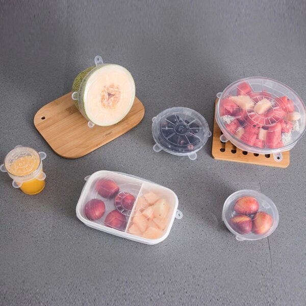 Silicone Stretch Lids, Food Cover For Freezer Microwave Oven Safe Fresh-Keeping Flexible Covers for Utensils, Dishes, Plates Jars, Cans, Mugs, Bowl Covers Food Safety Seal Lids (6 Pcs Set /95 Gm ) - Image 8