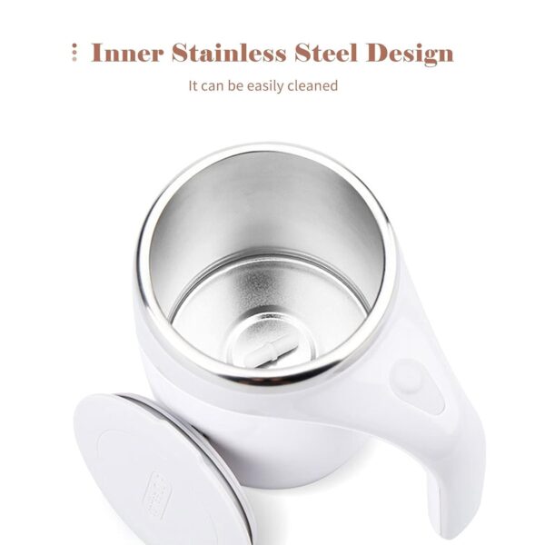 Stirring Coffee Mug | Magnetic Stirring Coffee Cup | Stainless Steel Mug for Milk | Travel Mixing Cup | Self Stirring Coffee Mug, Suitable for Coffee / Milk / Hot Chocolat | Battery Operated ( Battery Not Included) - Image 3