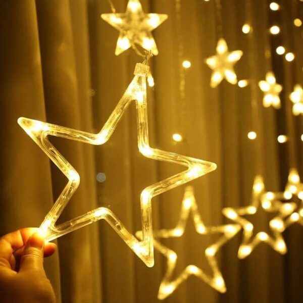 12 STARS CURTAIN STRING LIGHTS, WINDOW CURTAIN LIGHTS WITH 8 FLASHING MODES DECORATION FOR FESTIVALS - Image 3