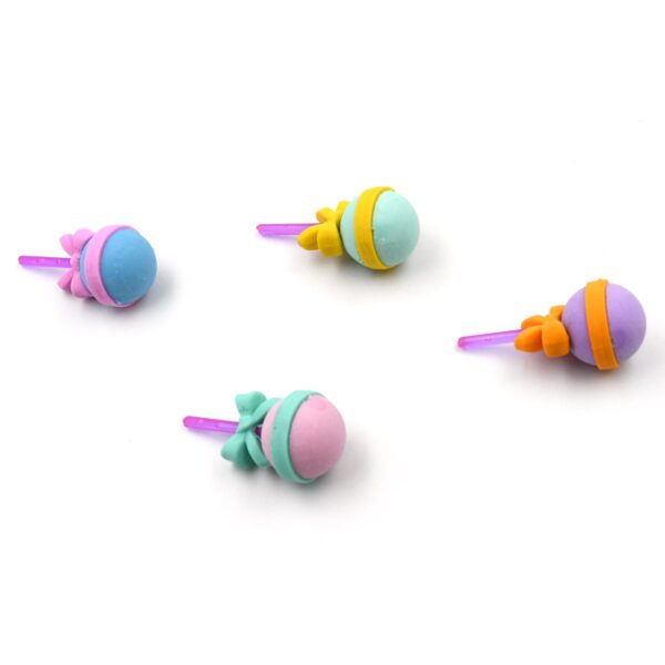 Lolipop Eraser for Girls & Boys / Eraser for School B'Day Return Gift Party Doughnut Lollipop Ice Cream Theme Shape Erasers Set for Kids Educational Stationary kit, School Supplies (1 Set 4 Pc) - Image 5