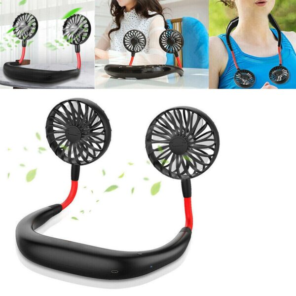 Hand Free Personal Fan - Portable USB Battery Rechargeable With Battery Comaprtment Mini Fan - Headphone Design Wearable Neckband Fan Necklance Fan Cooler Fan for Home, Sport, Camping, Beach, Travel, Office (Battery Not Included) - Image 5