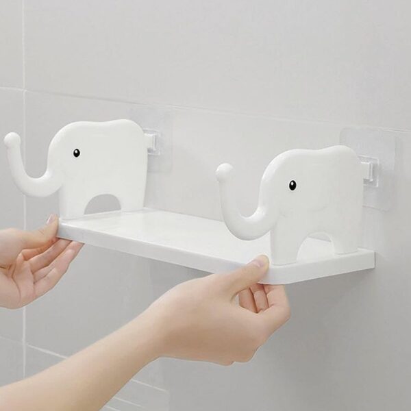 MULTIFUNCTIONAL  ELEPHANT SHAPED STORAGE SHELF, NO PUNCHING WALL MOUNTED MINI STORAGE RACK, CREATIVE CUTE ELEPHANT SHELF ORGANIZER FOR KITCHEN BATHROOM BEDROOM STUDY - Image 5