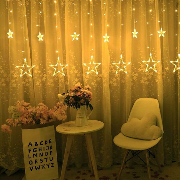12 STARS CURTAIN STRING LIGHTS, WINDOW CURTAIN LIGHTS WITH 8 FLASHING MODES DECORATION FOR FESTIVALS - Image 11