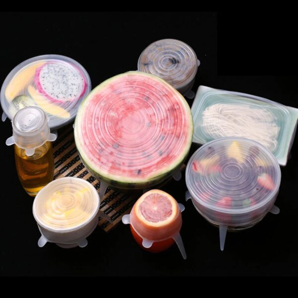 Silicone Stretch Lids, Food Cover For Freezer Microwave Oven Safe Fresh-Keeping Flexible Covers for Utensils, Dishes, Plates Jars, Cans, Mugs, Bowl Covers Food Safety Seal Lids (6 Pcs Set /95 Gm ) - Image 10