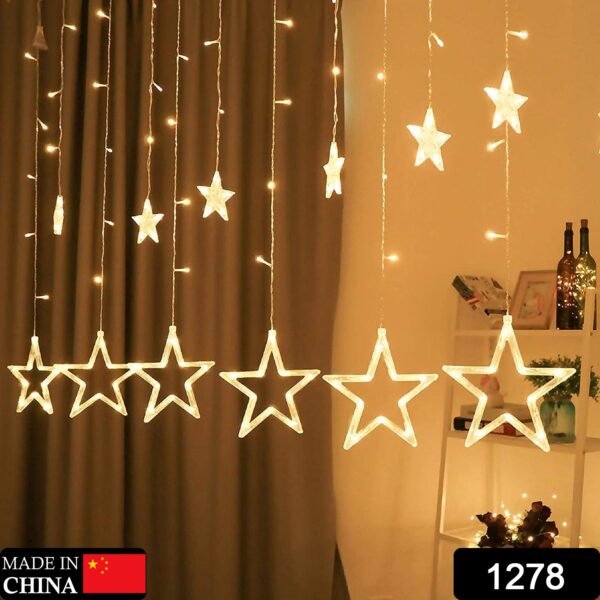 12 STARS CURTAIN STRING LIGHTS, WINDOW CURTAIN LIGHTS WITH 8 FLASHING MODES DECORATION FOR FESTIVALS - Image 2
