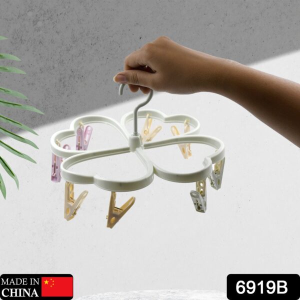 Heart Shape Clothe spin Rack Laundry Drying Rack, Clothes Hangers with 8 Clips, Clip Hanger Drip Hanger for Drying Underwear, Baby Clothes, Socks, Bras, Towel, Cloth Diapers, Gloves - Image 2