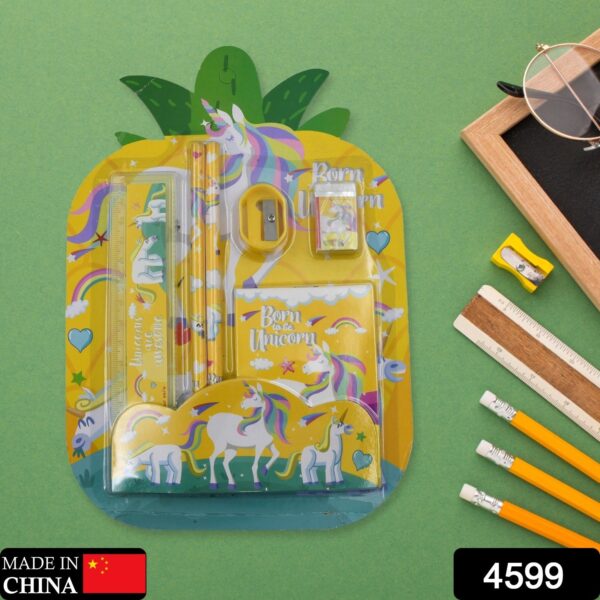 6 PC SET STATIONARY SET INCLUDING PENCIL RULER RUBBER PENCIL SHARPENER  SCHOOL, OFFICE PRODUCT GIFT - Image 2