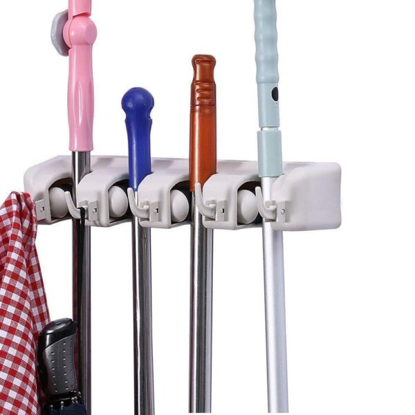 4 Layer Mop and Broom Holder, Garden Tool Organizer, Multipurpose Wall Mounted - Image 3