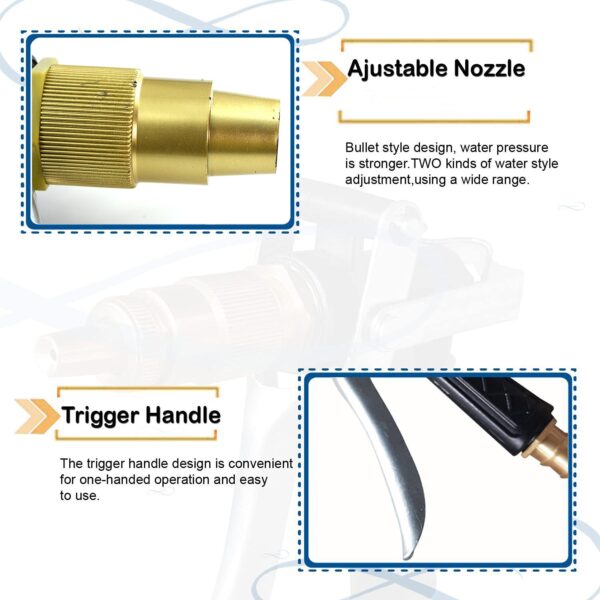 Durable Gold Color Trigger Hose Nozzle Water Lever Spray - Image 9