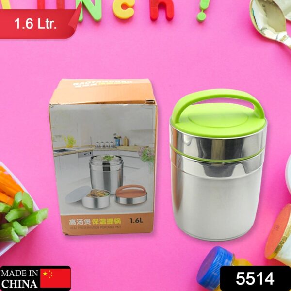 LEAK-PROOF THERMOS FLASK FOR HOT FOOD, WARM SOUP CUP, VACUUM INSULATED LUNCH BOX, FOOD BOX FOR THERMAL CONTAINER FOR FOOD STAINLESS STEEL (1.6 L) - Image 2