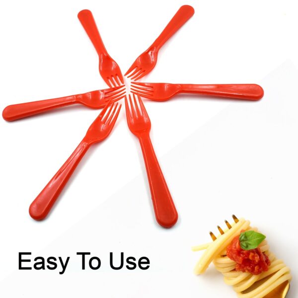 Plastic Fork Spoon, Fork Spoon Set, Fruit Fork Spoon Set | Baby Fork Spoon/Vegetable Fork Spoon, Plastic Salad Spoon, Dessert Spoon (6pc set) - Image 6