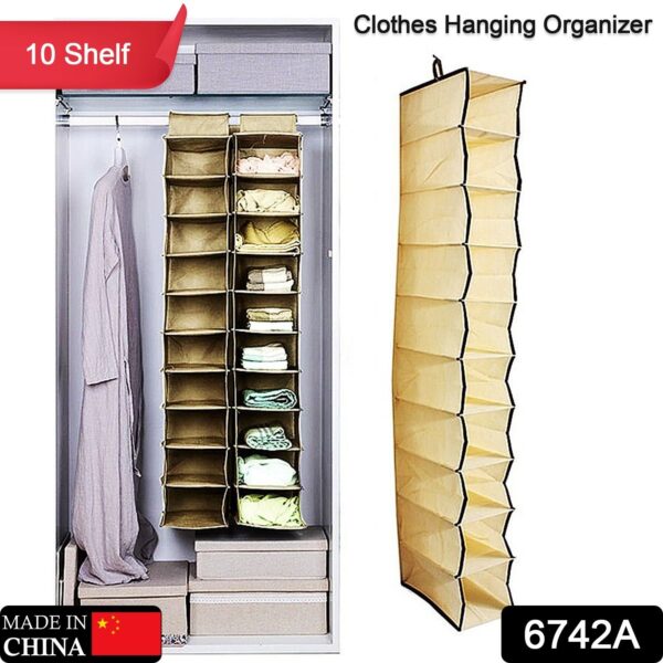 10 Tier Multipurpose Storage Rack, Foldable, Collapsible Fabric Wardrobe Organiser for Clothes - Image 2
