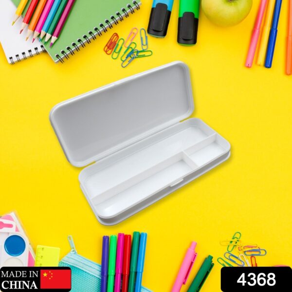 Multipurpose White Compass Pencil Box | 3-Compartment School Case | Ideal Birthday Gift for Kids - Image 2