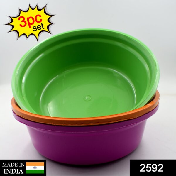 Household Storage Plastic Round Bowl / Tub / Basket / Bucket set - Pack of 3 - Image 2