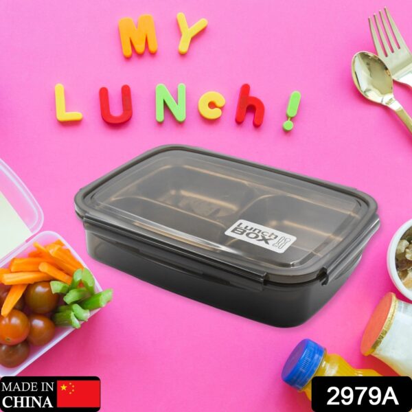 Black Transparent 4 Compartment Lunch Box for Kids and adults, Stainless Steel Lunch Box with 4 Compartments For Office, Travel, School, Home - Image 2