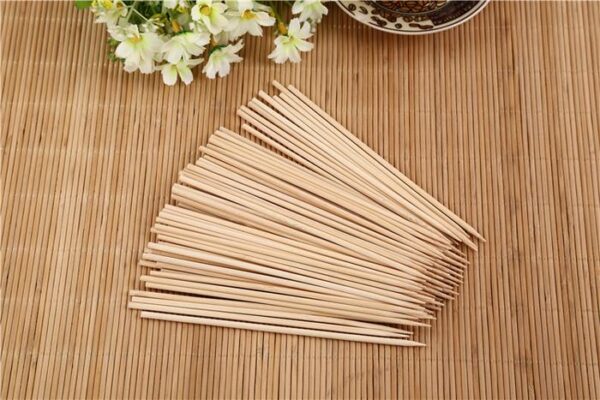 Camping Wooden Color Bamboo BBQ Skewers Barbecue Shish Kabob Sticks Fruit Kebab Meat Party Fountain Bamboo BBQ Sticks Skewers Wooden (30cm) - Image 3