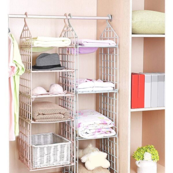 Multipurpose 5 Layer Folding Clothes Storage Racks||Closet for Students Wardrobe Shelves Socks, Scarf, t-Shirt, etc||Hanging Organizer Storage Holders & Racks - Image 11