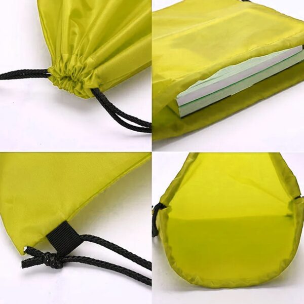 Portable Dori Bag Inside silver with coating Drawstring Backpack, Gym Sack Light Weight Multi Storage Bags Large Capacity for Shopping - Image 3