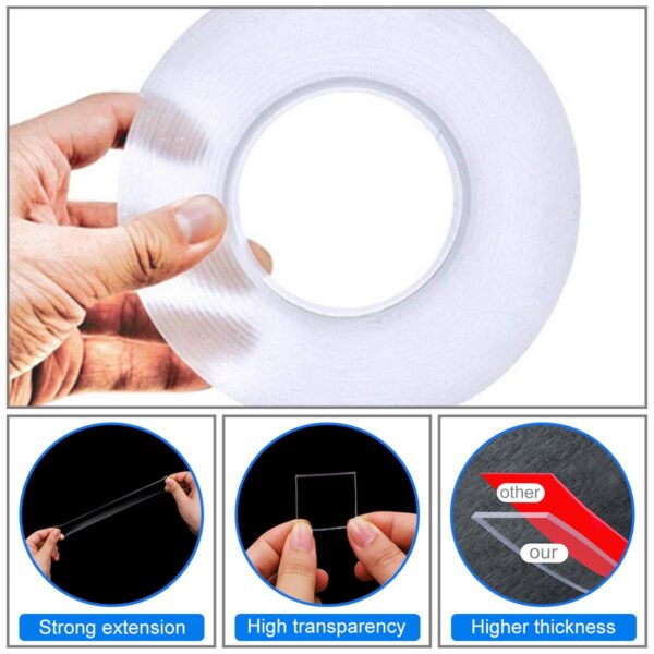 Double Sided Nano Adhesive Tape, 3 meter Washable Traceless Nano Gel Tape, Multipurpose - Image 4