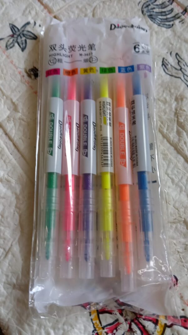 Dual-Headed Highlighter 6 Colors Double head Highlighter Pen, Perfect for Bible Study, Classroom and office for Children and Students (6 Pc Set) - Image 7