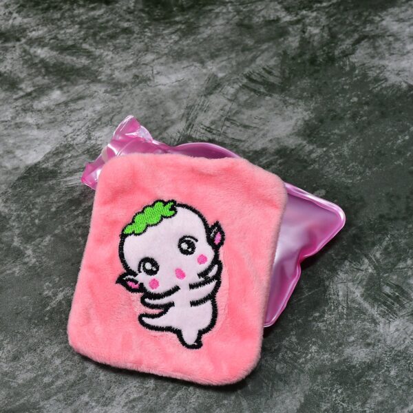 Pink Cartoon Small Hot Water Bag with Cover for Pain Relief - Image 6