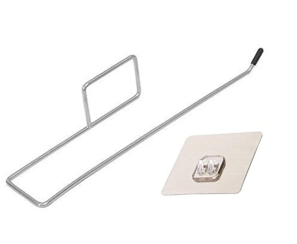 Stainless Steel Drill Free Self-Adhesive Paper Roll Holder Tissue Paper Stand Towel Bar Hanger Kitchen Towel Holder for Kitchen Bathroom Toilet (Pack of 1) - Image 4