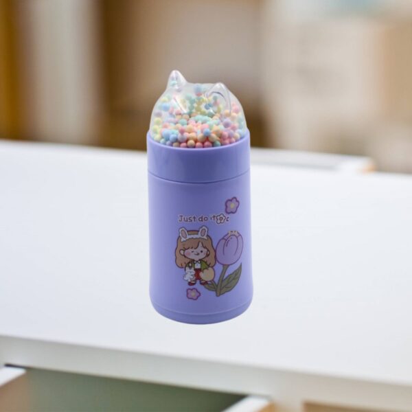 Girl Glass Water Bottle for School with Kid Sparkle Strap Cat Lid Sequins Glitter Glass Cup Birthday Gift Children 350ml (MOQ :- 75 pc) - Image 5