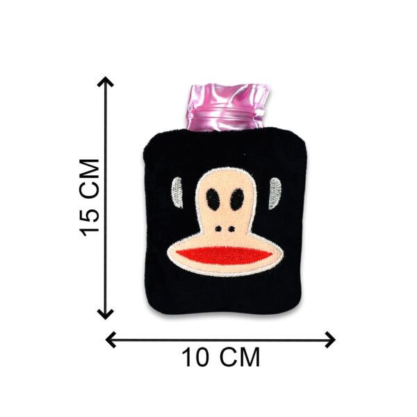 Black Monkey Small Hot Water Bag with Cover for Pain Relief - Image 5