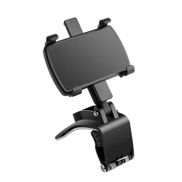 Car Phone Holder Clip Mount 360 Degree Rotation Dashboard Rear View Mirror Sun Visor Smartphone HUD Navigation Fold Stand Plastic Black Compatible For All Smart Phones - Image 5