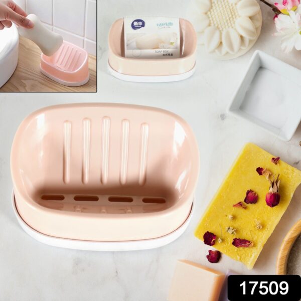 Soap Container, Soap Box Household Kitchen and Bathroom Can Use PP Material Drain Box Double Soap Dish, for Bathroom Shower Home Outdoor Camping (1 Pc) - Image 2