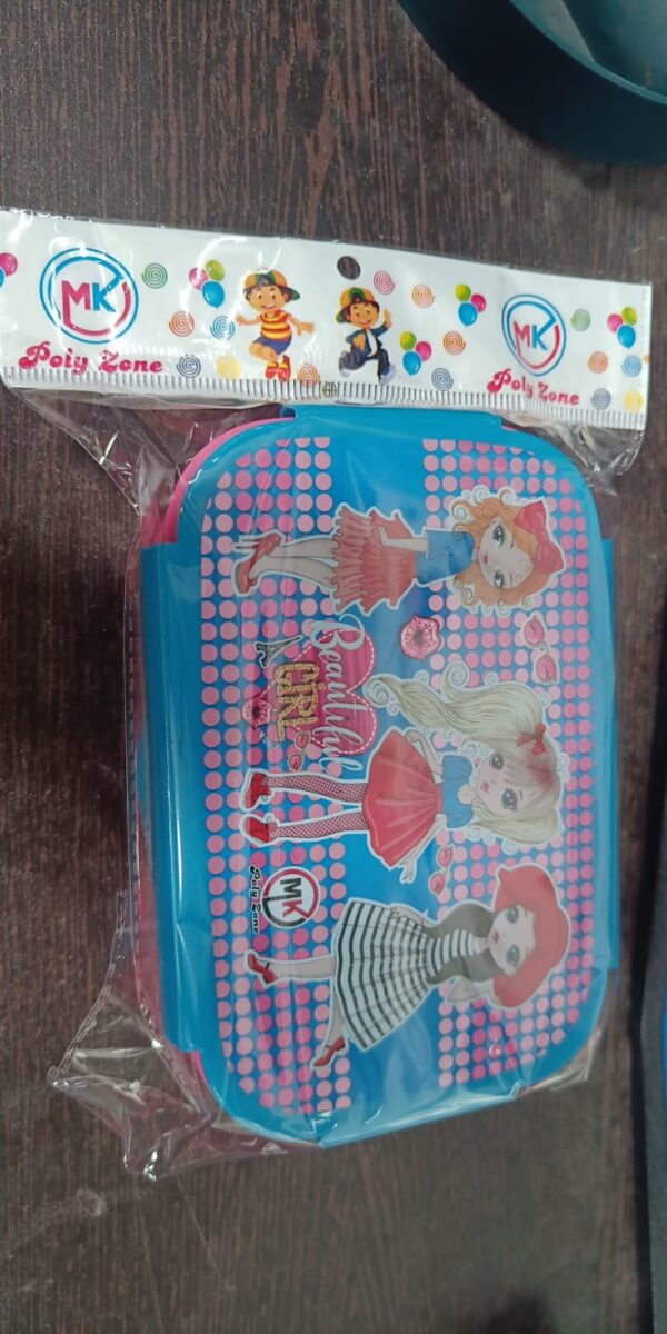 Cartoon Printed Plastic Lunch Box With Inside Small Box & Spoon for Kids, Air Tight Lunch Tiffin Box for Girls Boys, Food Container, Specially Designed for School Going Boys and Girls - Image 6