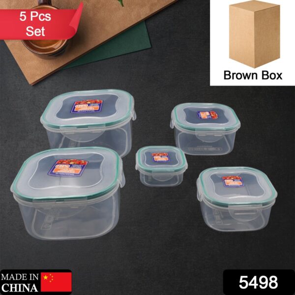 Kitchen Containers Set, Fridge Storage Boxes, Plastic Containers for Kitchen Organizer, Kitchen Accessories Items for Storage Organizer, Snap-Seal (lunch box/storage organizer) (5 Ps Set) - Image 2