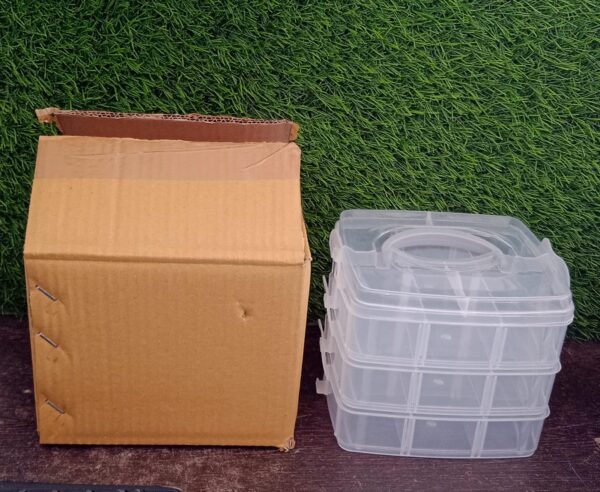 Versatile 18-Grid 3-Layer Transparent Plastic Organizer Box with Adjustable Dividers for Jewelry & Fishing Hooks - Image 7