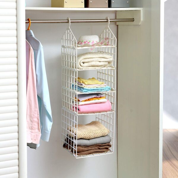 Multipurpose 5 Layer Folding Clothes Storage Racks||Closet for Students Wardrobe Shelves Socks, Scarf, t-Shirt, etc||Hanging Organizer Storage Holders & Racks - Image 5