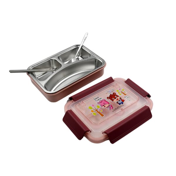 Food‑Safe Materials Kids Lunch Box With steel  Spoon & chopsticks Compartment is Designed Made of 304 Stainless Steel Easy to Clean for School for Camping for Work for Home, Office - Image 4