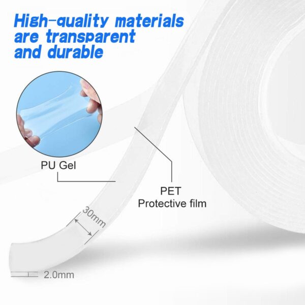 Double Sided Nano Adhesive Tape, 3 meter Washable Traceless Nano Gel Tape, Multipurpose - Image 6