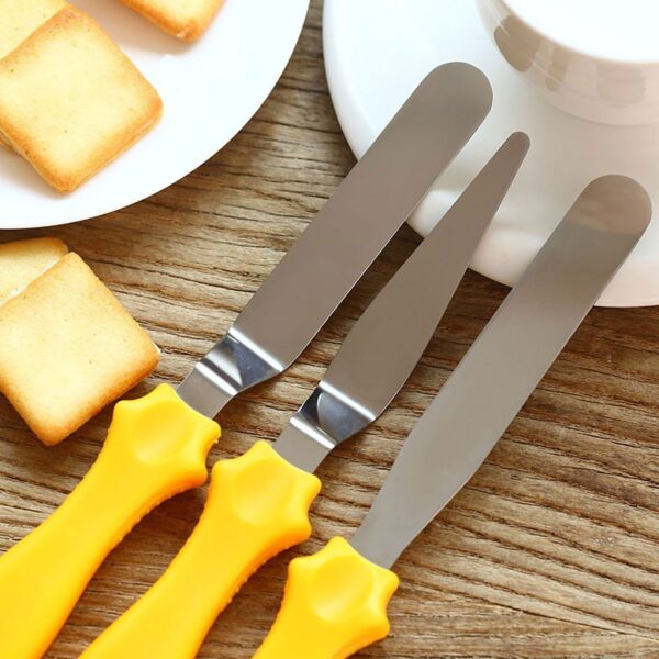 MULTI-FUNCTION STAINLESS STEEL CAKE ICING SPATULA FLAT ANGULAR TRIANGLE PALLET KNIFE SET - Image 3