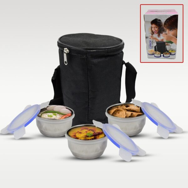 AIRTIGHT & LEAK PROOF STAINLESS STEEL CONTAINER MULTI COMPARTMENT LUNCH BOX CARRY TO ALL TYPE LUNCH IN LUNCH BOX & PREMIUM QUALITY LUNCH BOX IDEAL FOR OFFICE , SCHOOL KIDS & TRAVELLING IDEAL - Image 7
