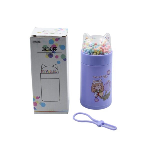 Girl Glass Water Bottle for School with Kid Sparkle Strap Cat Lid Sequins Glitter Glass Cup Birthday Gift Children 350ml (MOQ :- 75 pc) - Image 4